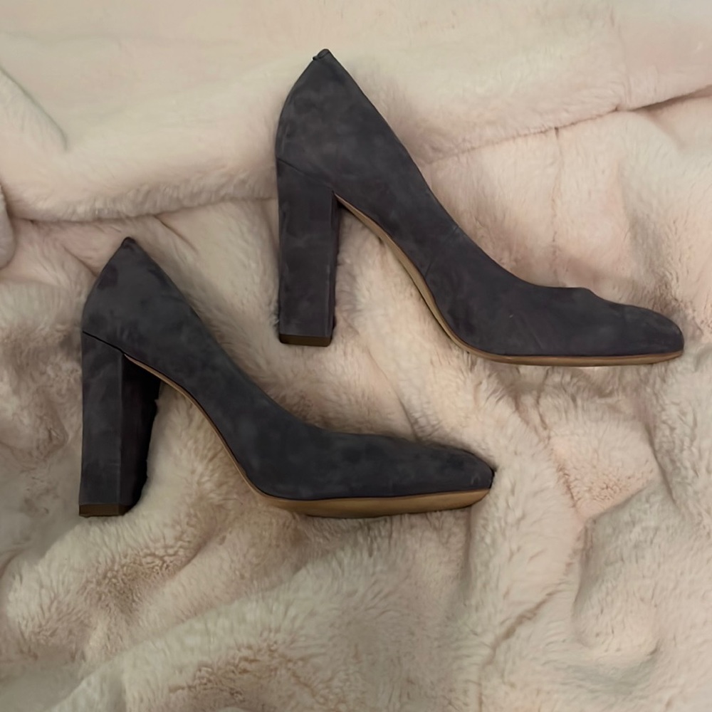 J. CREW Factory Gray Suede Block Heels